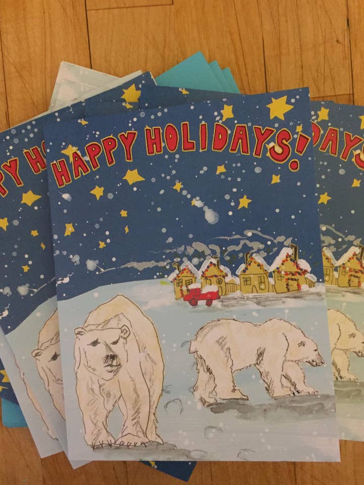 Polar Bear Boxed Holiday Cards for wholesale by Sunde White Industries