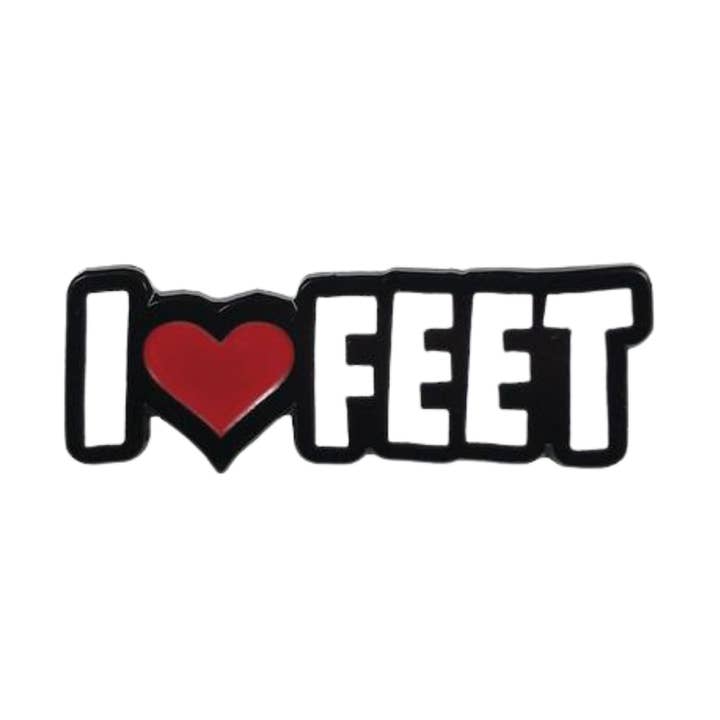 Spilla smaltata I Heart Feet per la vendita all'ingrosso da parte di Geeky And Kinky