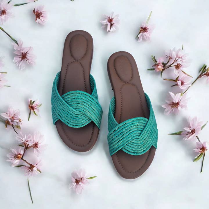 Women’s Natural Raffia Sandals with Open Design for wholesale by Berberparadise