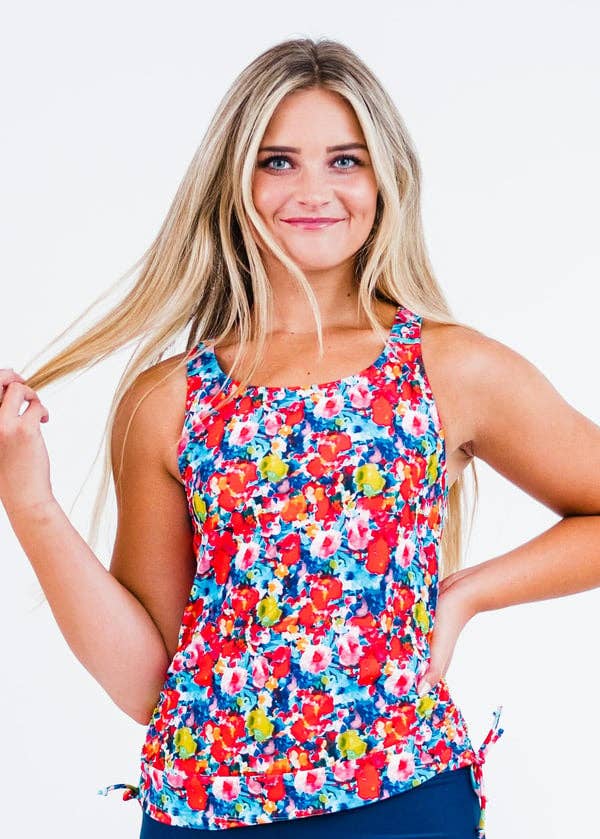 Calypsa – wholesale Bikiniöverdelar – Dam – Maya Tankini-bikinitopp med avtagbara kupor - Blommönster6