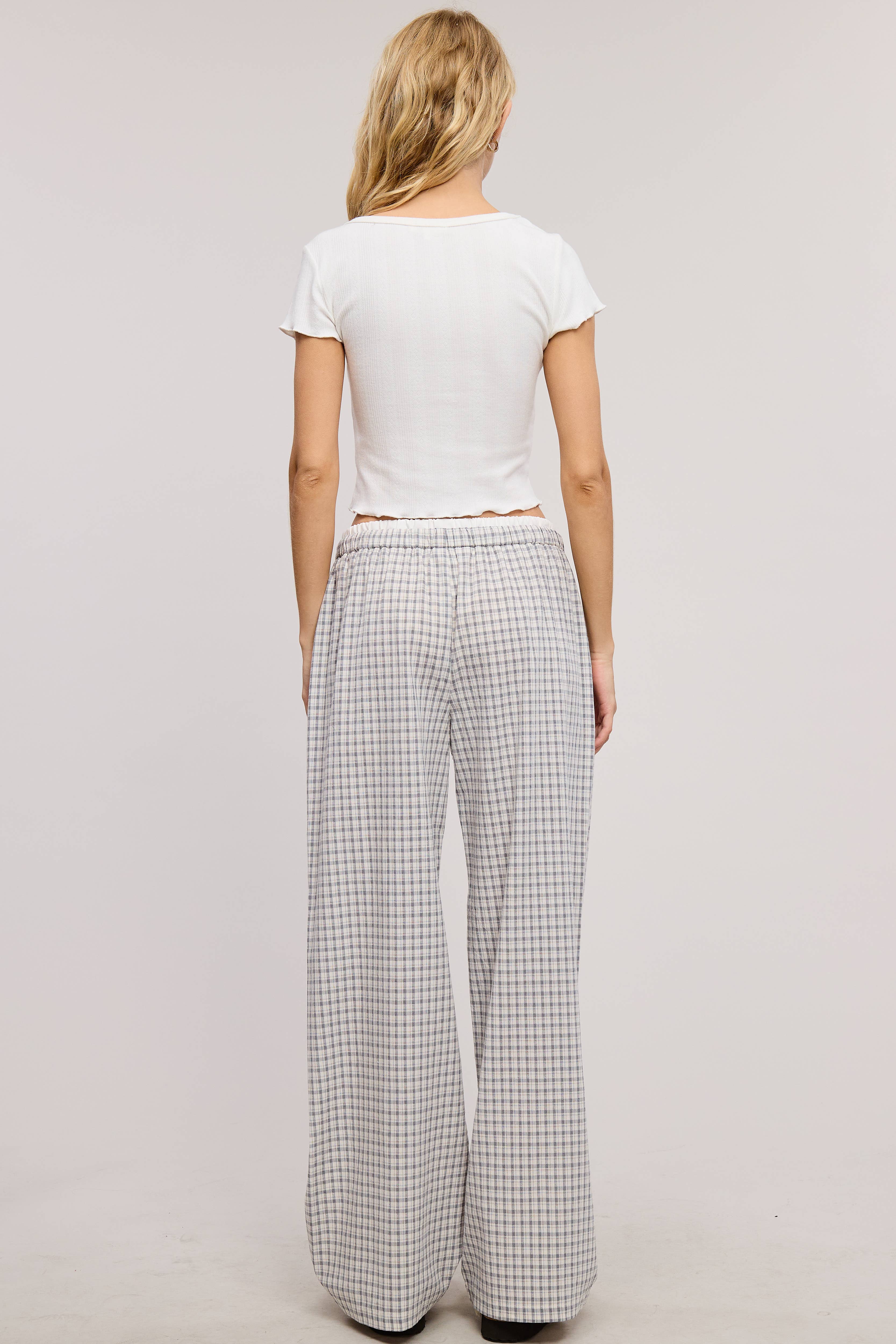 Mimosa - Wholesale Lounge Sweatpants/Joggers - Women's - Gingham Boxer Lounge Pants with Contrast Waistband19