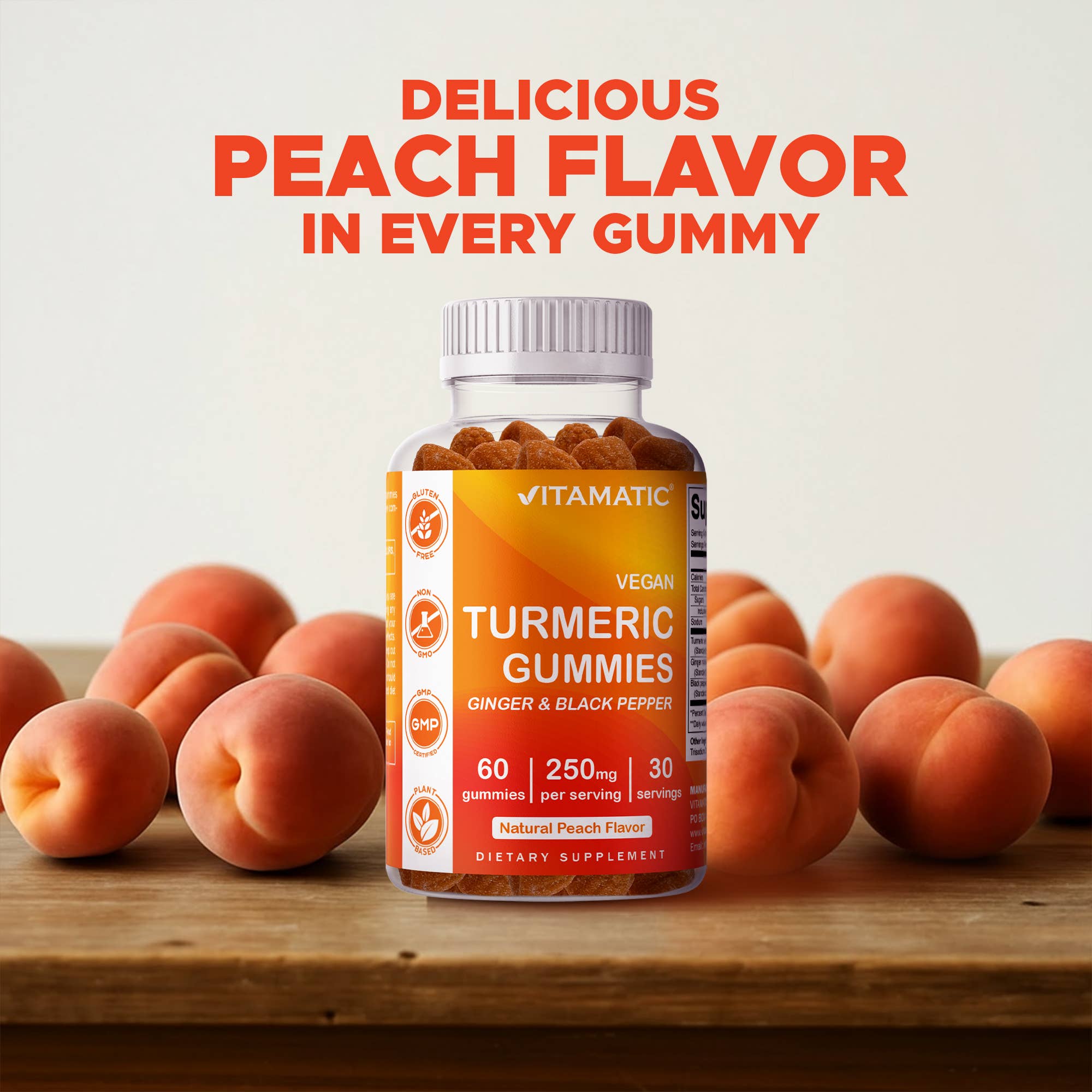 Vitamatic - Wholesale Oral Supplement/Vitamin - Vitamatic Turmeric Ginger with Black Pepper 60 Vegan Gummies5