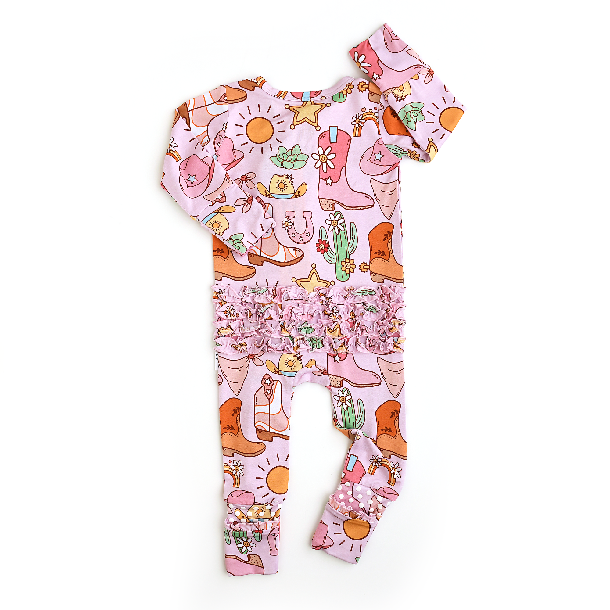 Gigi and Max - Vente Barboteuse – bébé - Lainey RUFFLE ZIP Bambou Bébé Pyjama Petit Ensemble Western9