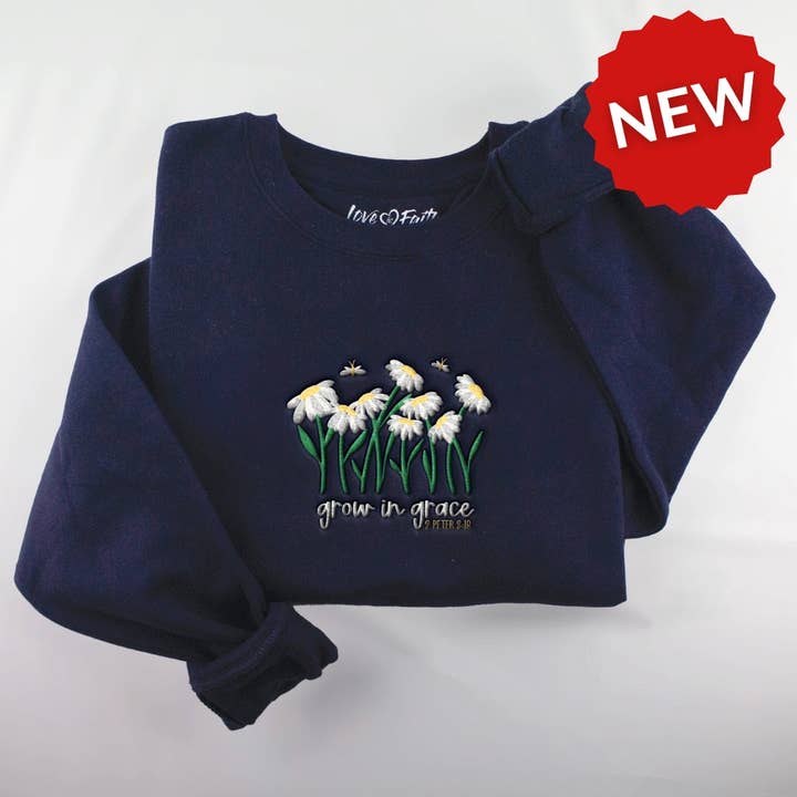 Embroidered Grow in Grace Sweatshirt for wholesale by Love in Faith