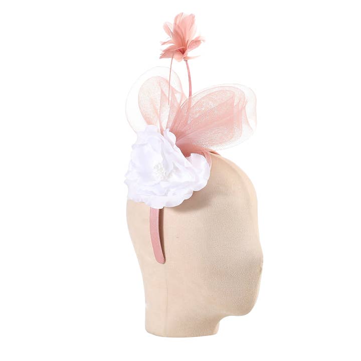 PEACH ACCESSORIES - Wholesale Fascinator hat – Women's - Flower and Feather Heart Fascinator TGHW2636