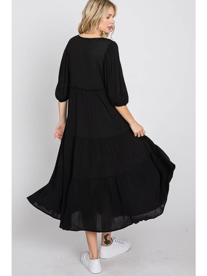ELLEBORN – wholesale Klänning - Dam – Puff Sleeve Midi Klänning 3107D10