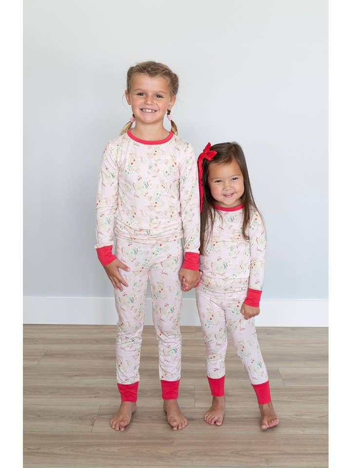 Sweet Bay Clothing - Wholesale Sleepwear Set - Kids - Pink Gingerbread Two Piece Pajama Pants Set