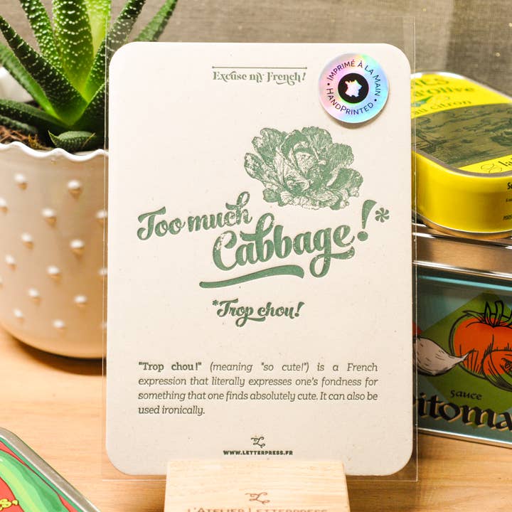 L'Atelier Letterpress - Wholesale Everyday Greeting Card - Letterpress Card Cabbage