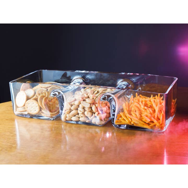 Barski - Wholesale Decorative Plate/Dish/Bowl - Luminous Rectangular 3 Section Relish Dish, 12"L