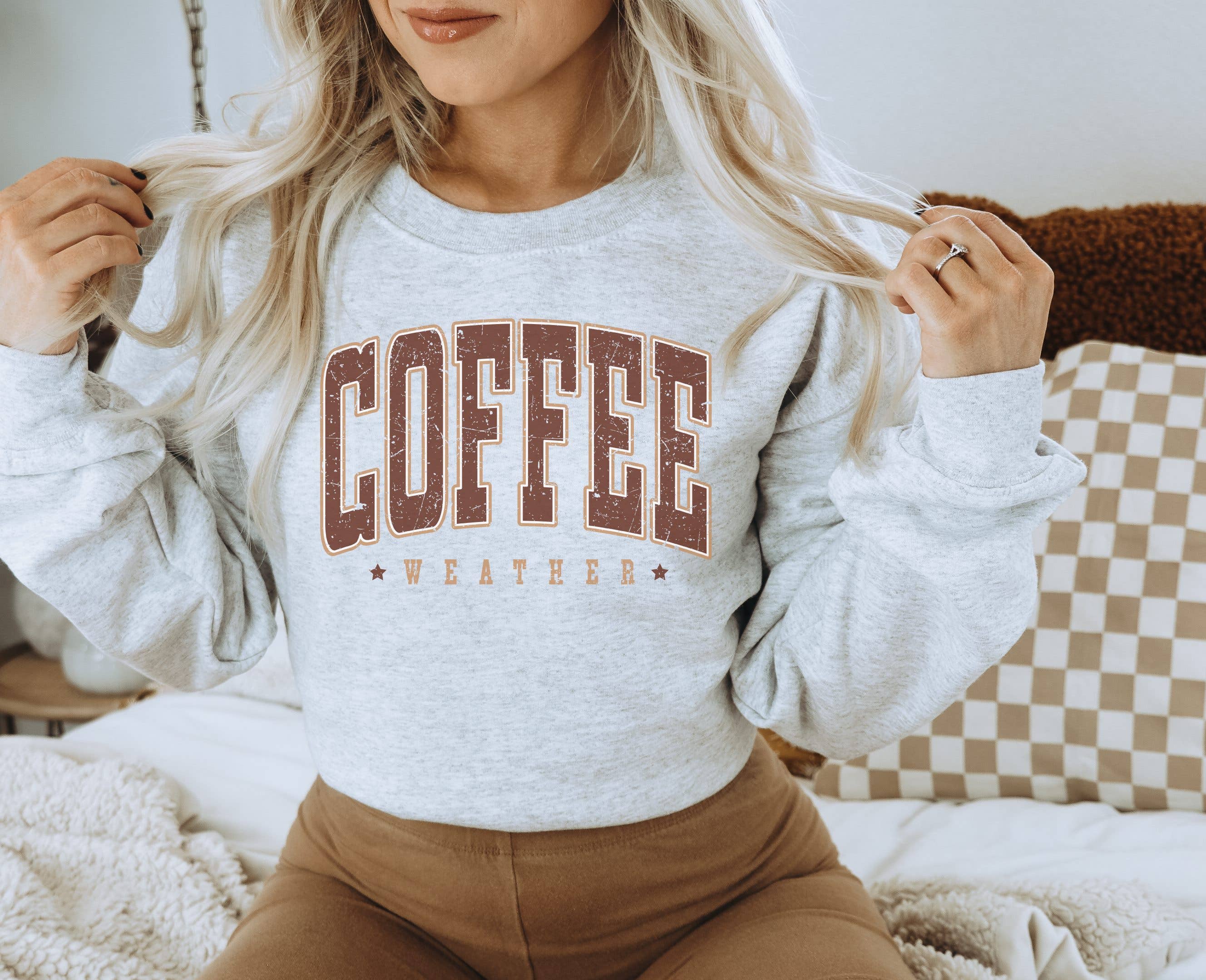 Amy Anne Apparel Inc - Wholesale Graphic Sweatshirt - Women's - Coffee Weather Crew Neck Sweatshirt0