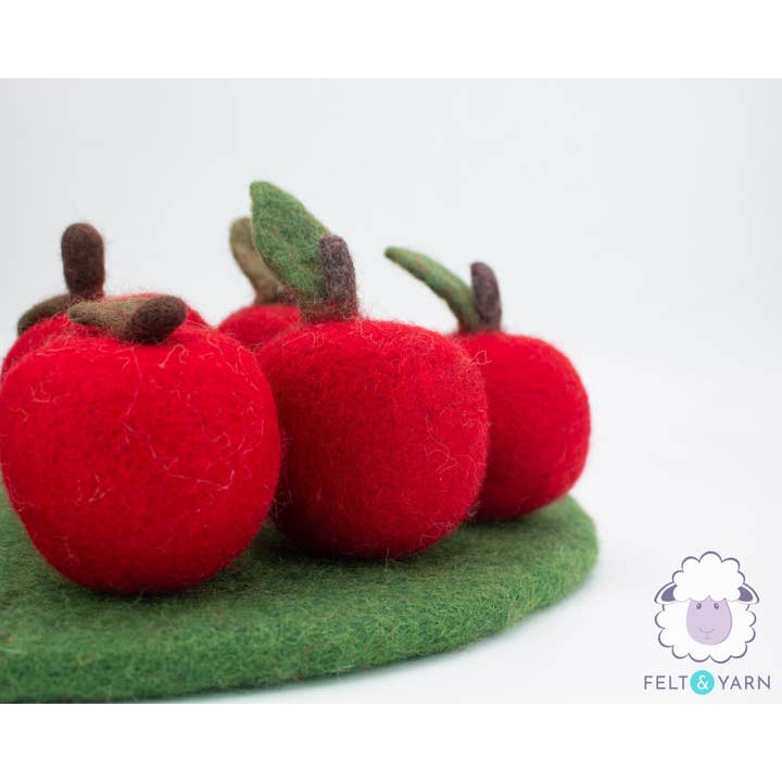 6cm Felt Apple | Red Felted Apples | Felt Fruit Set for wholesale by Felt and Yarn