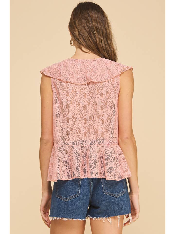 If She Loves - Wholesale Blouse - Women's - ISJ1405 Ruffled Lace Top Black1