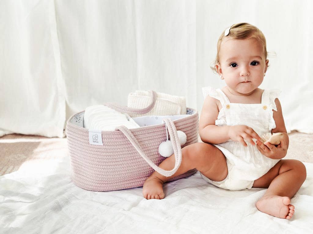Fephas - Wholesale Diaper Caddy - Baby - Rope Diaper Caddy- Vintage Rose10