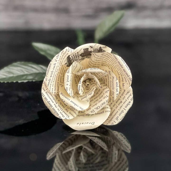 Literary Blooms – wholesale Artificial flowers – Handmade Dracula Paper Flowers–Roses made from Upcycled Book8