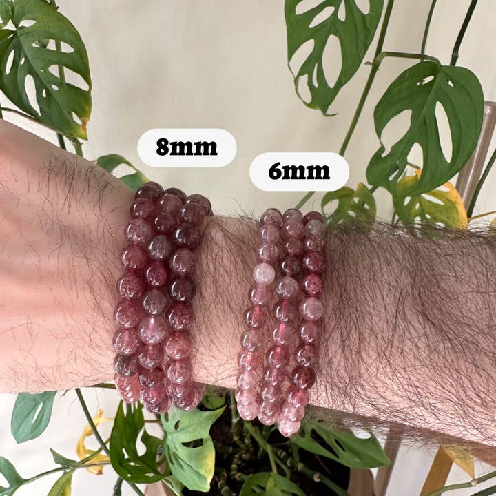 Pebble House - Wholesale Beaded Bracelet - Strawberry Quartz Bracelet 4mm/6mm/8mm - Crystals & Stones