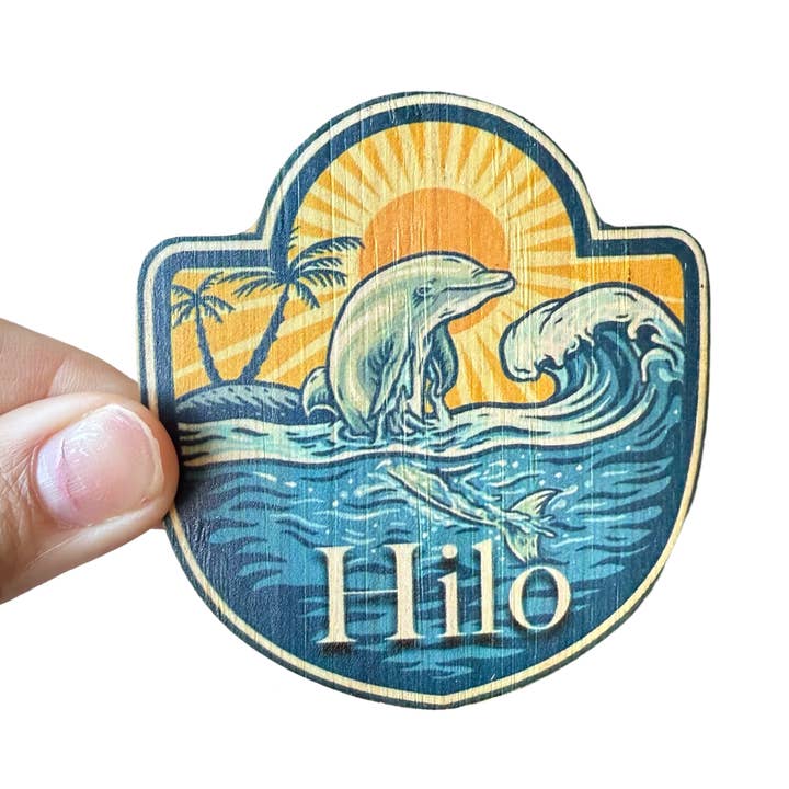 Dolpin Sunset-Hilo for wholesale by Bamboo Wood Stickers