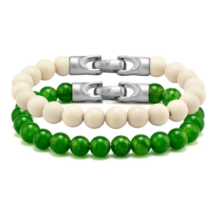 Spirituele Kralenset 8mm - Groene Onyx & Riviersteen voor wholesale door Vincero
