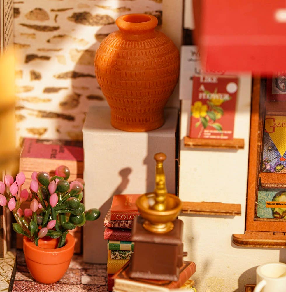 Robotime – Großhandel Bastelset – DG164 Corner Bookstore Rolife Miniaturhaus-Set zum Selbermachen13