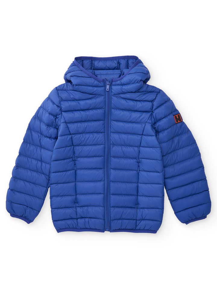 Blue padded jacket for boys with hood for wholesale by tuc tuc