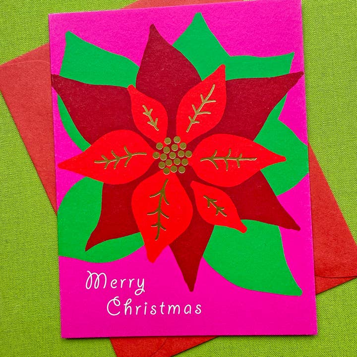 J.Falkner Cards - Wholesale Christmas Card - Poinsettia Christmas Cards (boxed set of 8) 1