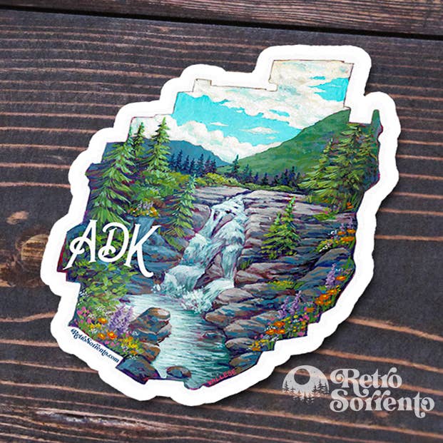 Adirondack Park Waterfall Sticker for wholesale by Retro Sorrento