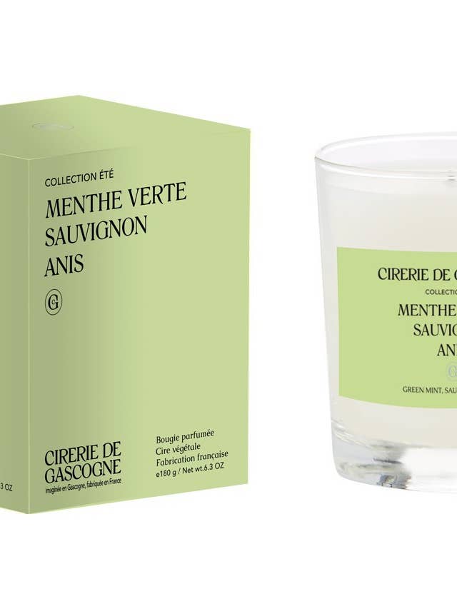 Bougie profumata Menthe verte-sauvignon-anis 180 gr per la vendita all'ingrosso da parte di CIRERIE DE GASCOGNE