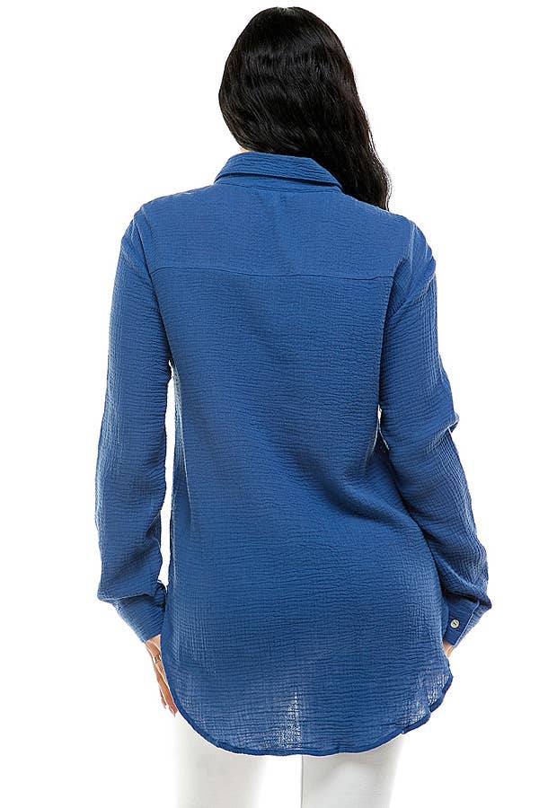 Veracci – wholesale Tröja med knappar – Dam – Dubbel gasväv Weekend Button-Down skjorta3