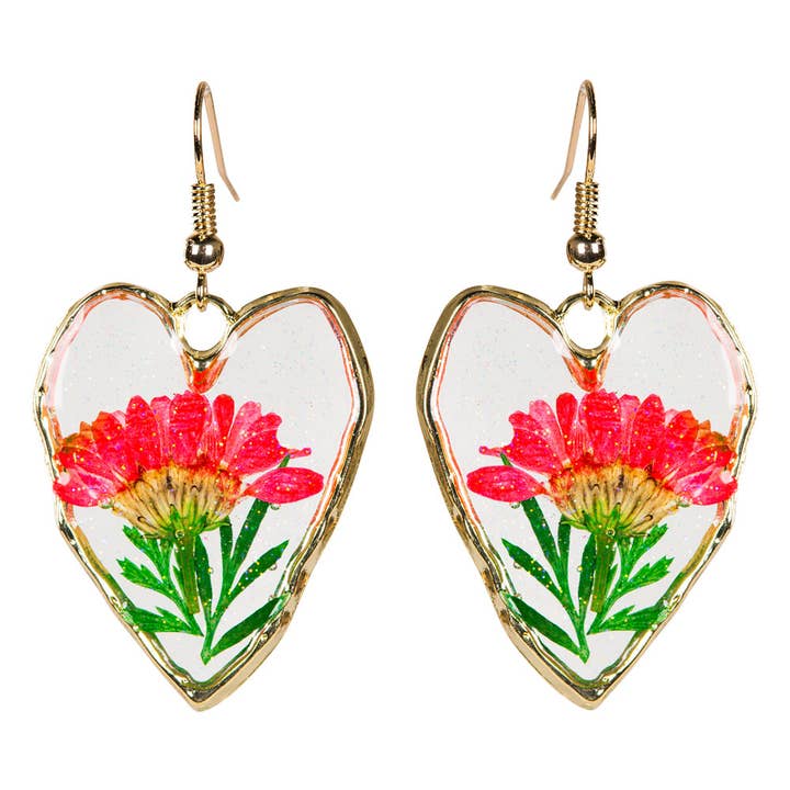 DRIED FLOWER HEART EARRINGS for wholesale by Benjamin International