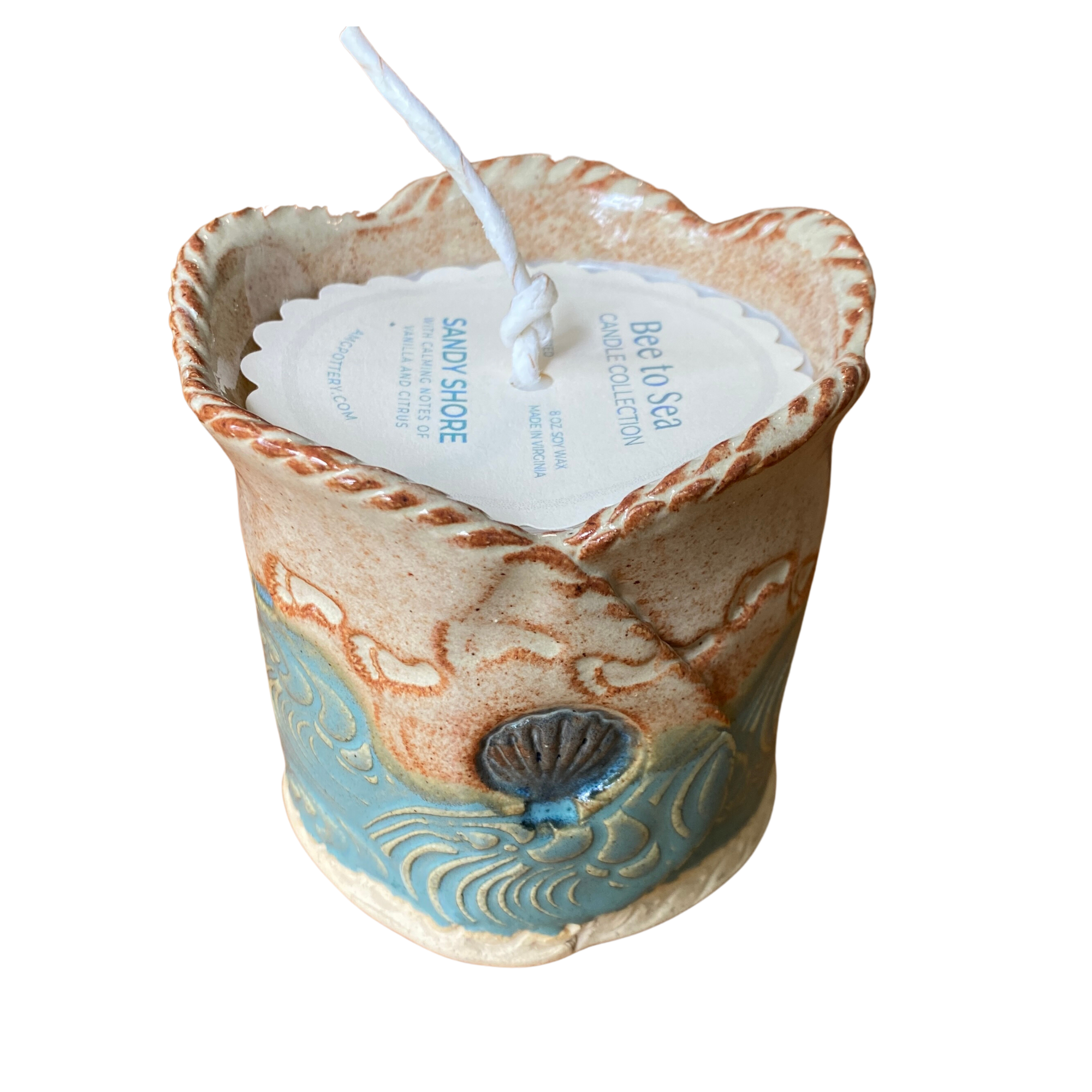 AMG Pottery - Wholesale Jar/Filled Candle - Footprints in the Sand Candle1