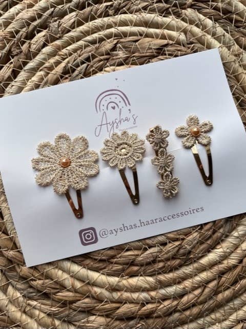 Conjunto de presilhas de cabelo com pérolas douradas por atacado de Aysha's haaraccessoire and more