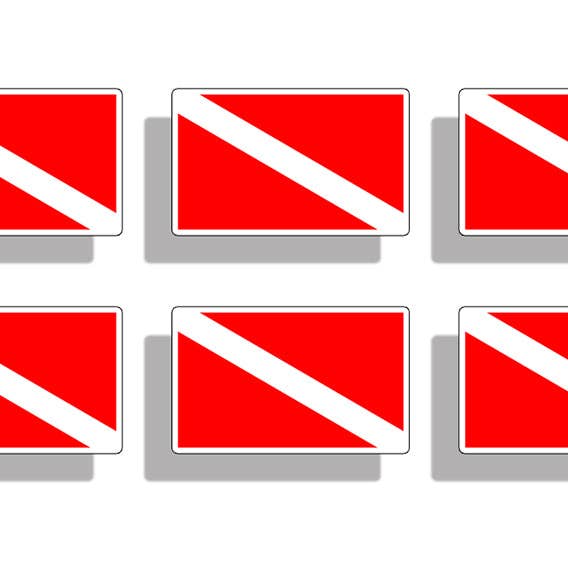 Mini Scuba Diver Down Flag Sticker for wholesale by Real Sticky