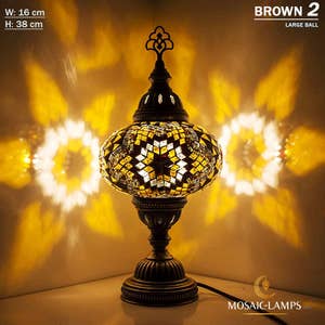 Swan Neck Mosaic Table Lamp, Red-Yellow, Model 1 (Large) - Mosaic Lamps:  Turkish Mosaic and Moroccan Lamp