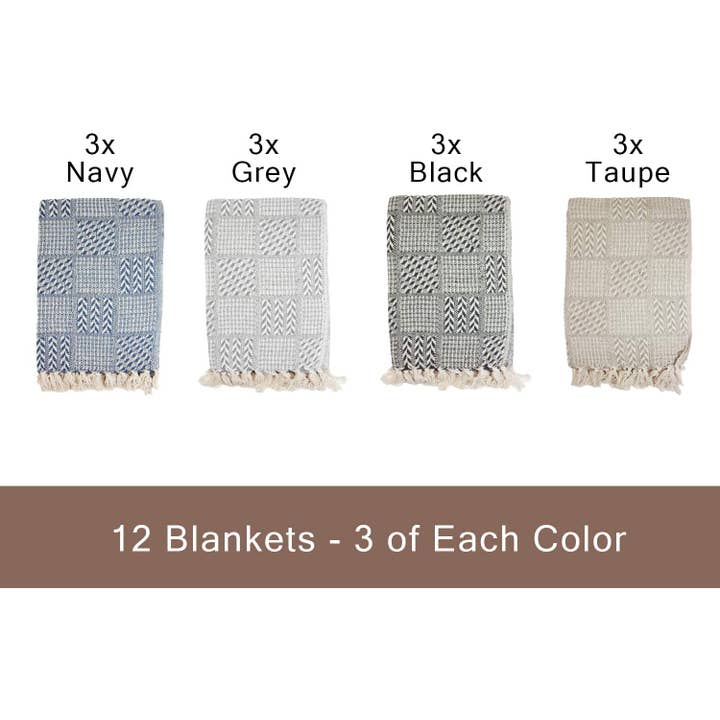 Arkwright Home - Wholesale Throw Blanket - Throw Blanket, Patterned Cotton with modern design