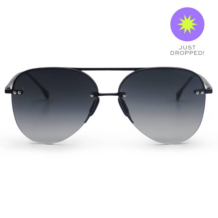 Smaller Megan 2 - Black Tangle Free Aviator Sunglasses for wholesale by TOPFOXX