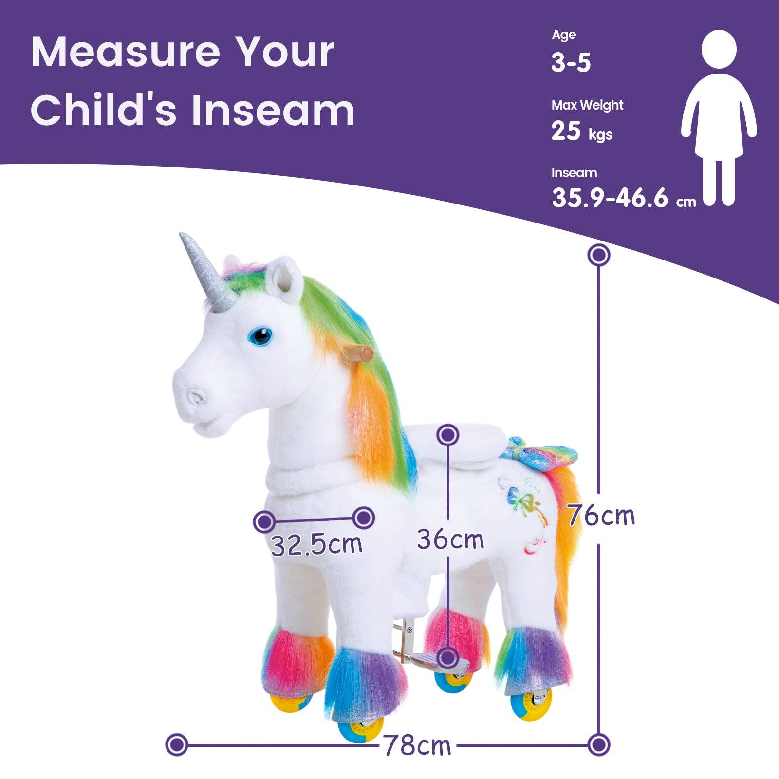 PonyCycle GmbH - Wholesale Rocking Horse - Kids - Model X Ride-on Unicorn Toy- Rainbow Unicorn3