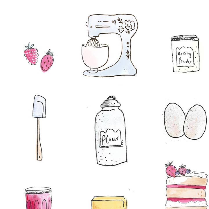 Victoria sandwich print illustration - Mother's day gift for wholesale by Nora Wright