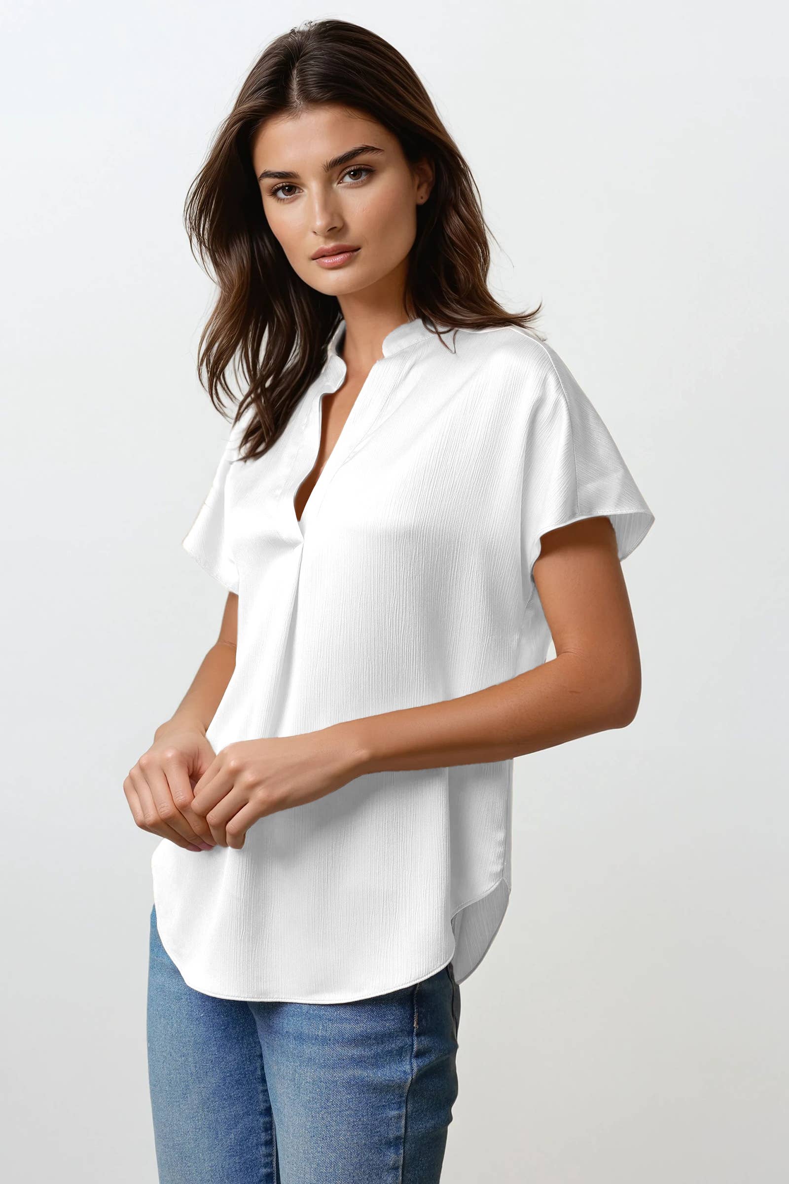 Naked Zebra – Engroshandel Bluse - Dame – Skjortebluse i rynket satin7