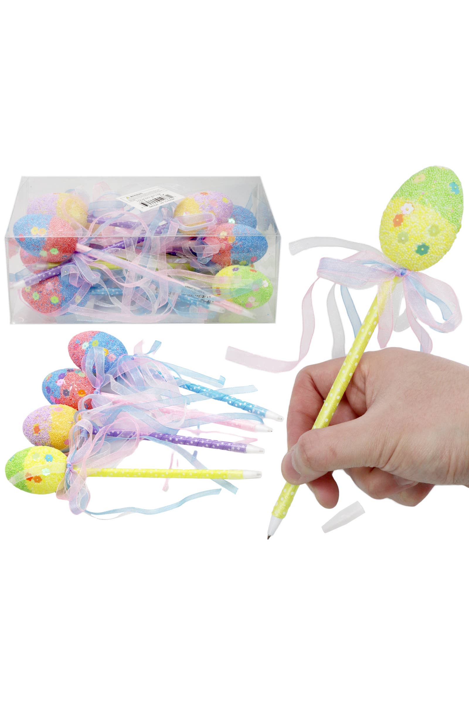 Cap Zone - Vendita all'ingrosso Penne - Penna avvolta con nastro di schiuma a tema pasquale - 12 pz0