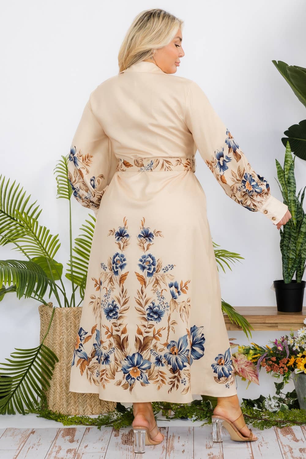 Fashion Space - Vente Robe – femme - Robe longue grande taille à fleurs avec ceinture4