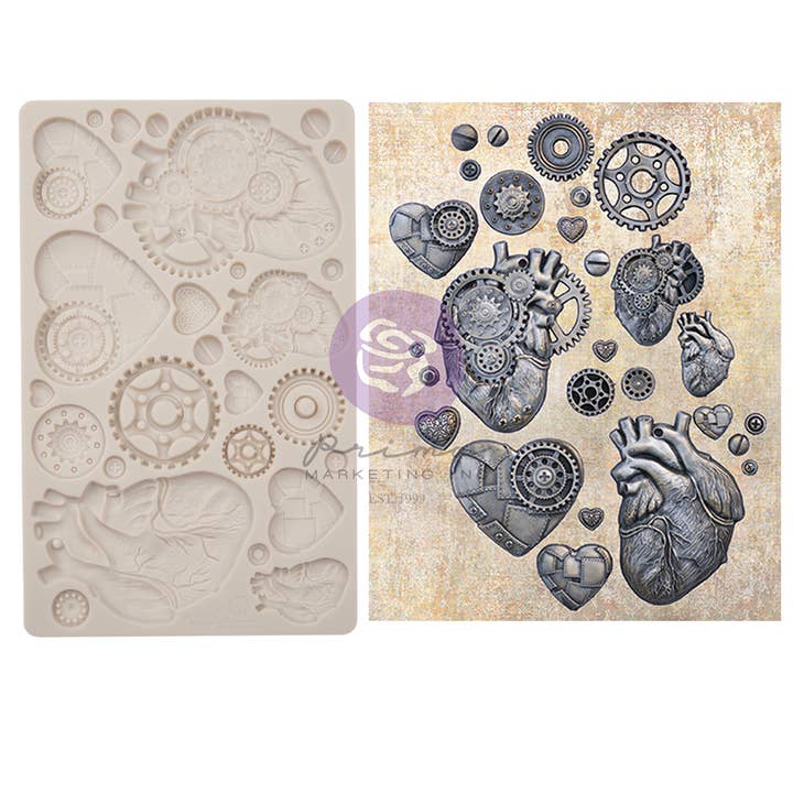 Finnabair Moulds Steampunk Hearts 5"x8"x8mm 655350969448 for wholesale by Prima Marketing Inc