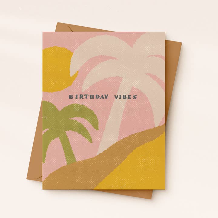 Biglietto Vibrazioni di Compleanno | Biglietto con Palma | Biglietto Cool per la vendita all'ingrosso da parte di Daydream Prints