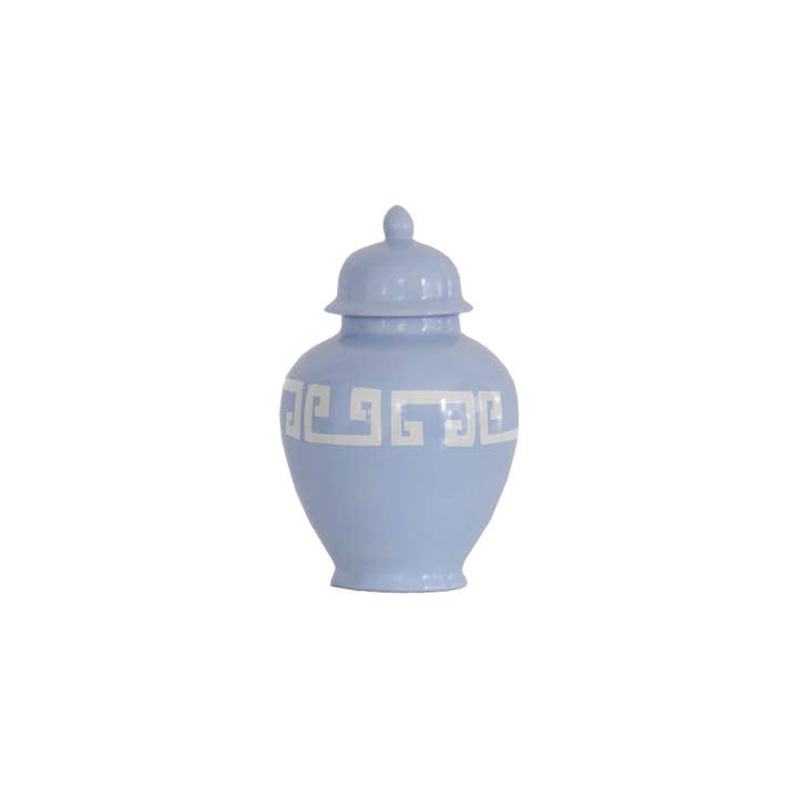 Lo Home by Lauren Haskell Designs - Wholesale Decorative Jar - Serenity Blue Greek Key Ginger Jars
