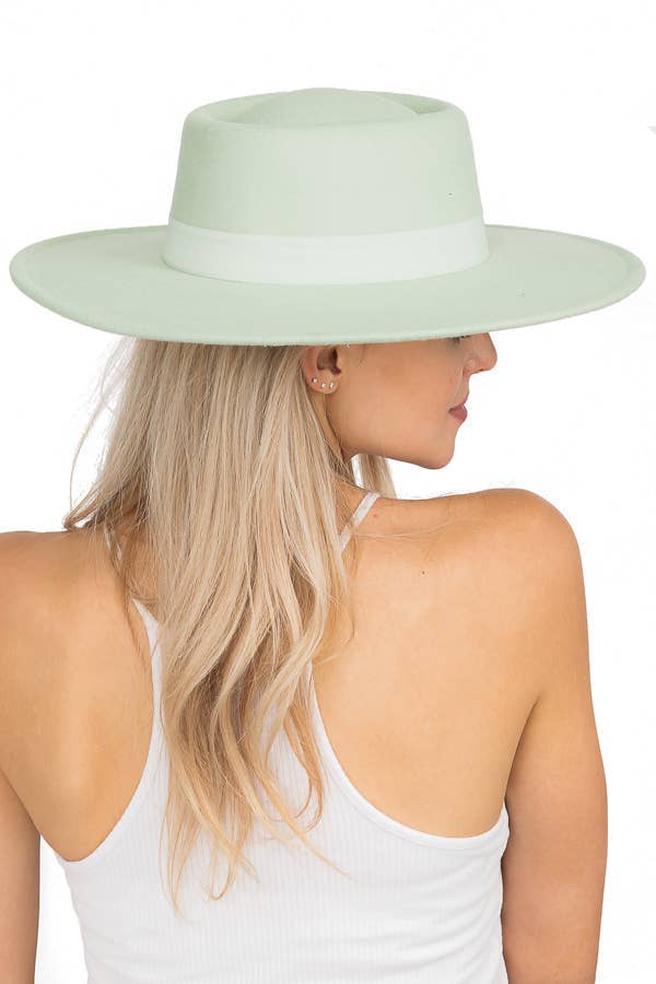 Cap Zone – wholesale Fedora - Dam – Wide Brim Bolero Faux Filt Pork Pie Crown Hat17