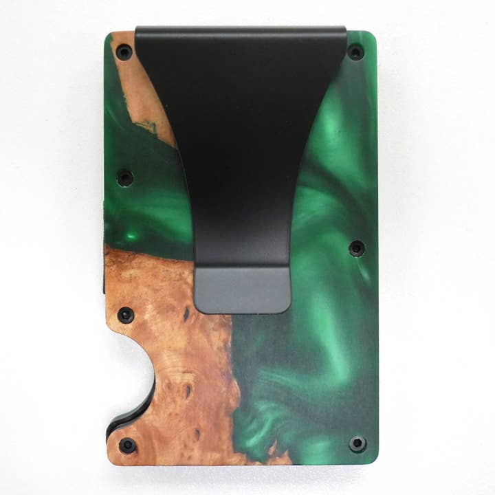 Maison Custom - Wholesale Card Holder - Men's - Wood/Resin RFID Minimalist Wallet Card Holder Money Clip