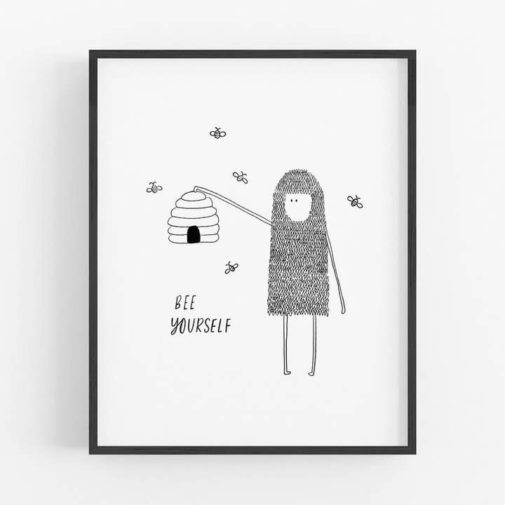 Woolie Bee yourself Art Print for wholesale by Emily Rae Carlson Paper Goods