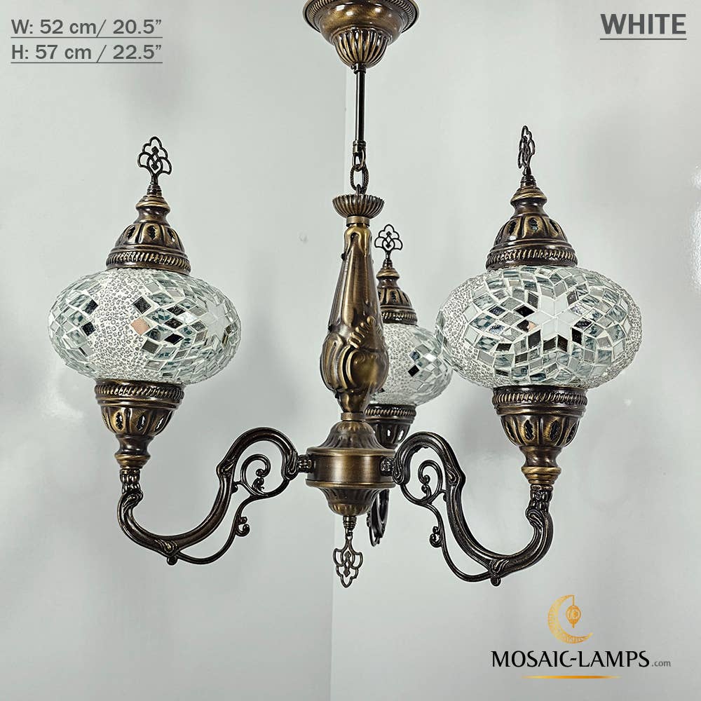 Mosaic Lamps – Candeeiro/lâmpada suspensa por atacado – Mosaico 3 Globo Feito à Mão Turco Marroquino Árabe Oriental Boh21