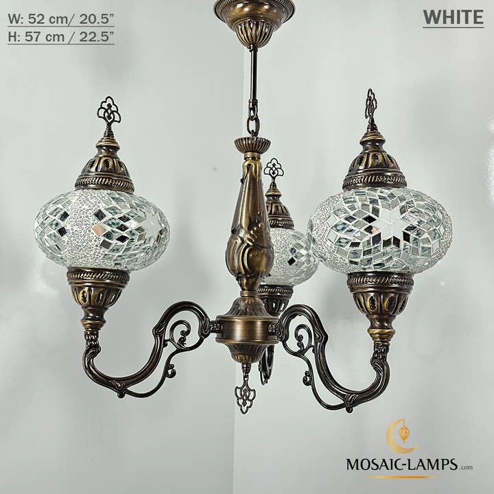 Mosaic Lamps – Candeeiro/lâmpada suspensa por atacado – Mosaico 3 Globo Feito à Mão Turco Marroquino Árabe Oriental Boh21