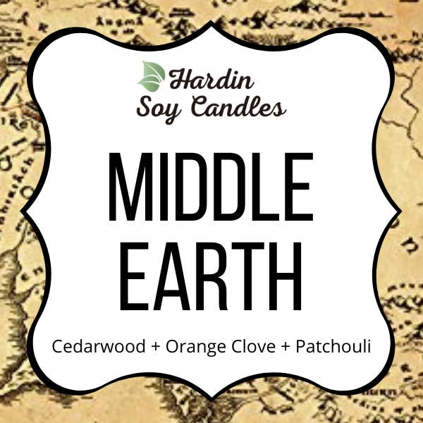 Hardin Soy Candles/Peoria Book Rack – wholesale Jar/filled candle – Middle Earth Soy Candle1