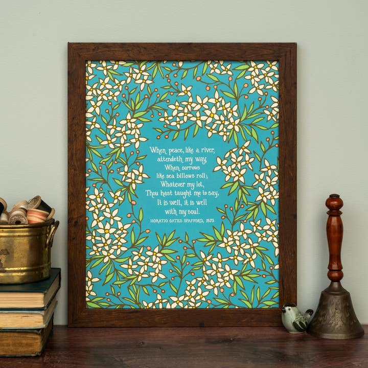 It Is Well Hymn Art Print - 11x14 - Bright Blue for wholesale by Little Things Studio
