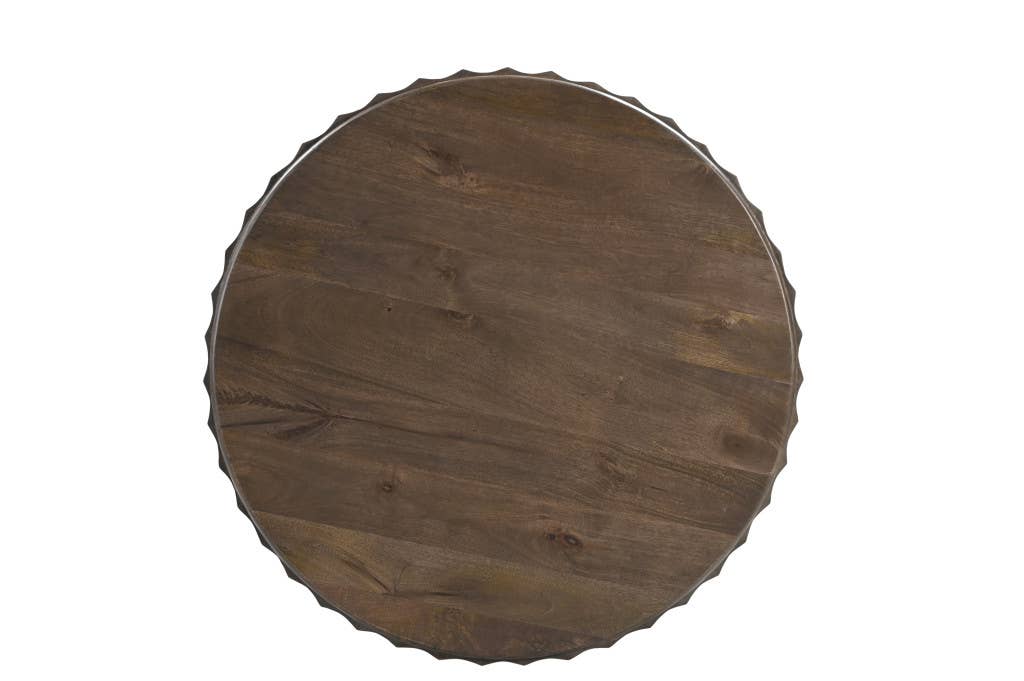 HomeRoots - Wholesale Coffee Table - 36" Brown Solid Wood Round Drum Coffee Table4